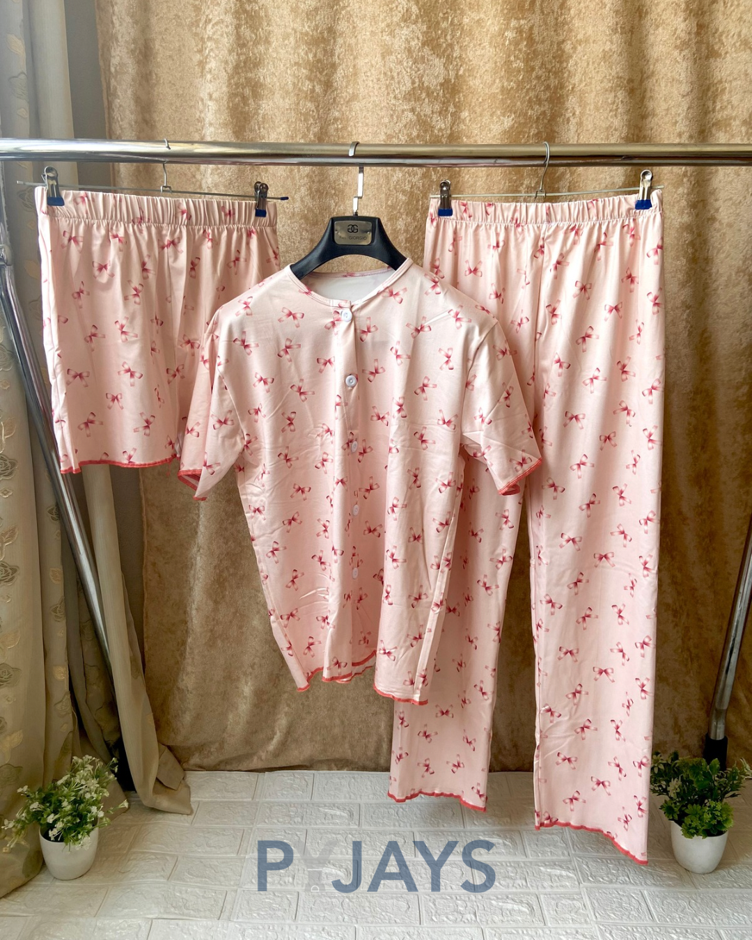 Pyjays 3-Piece Bow Pajama
