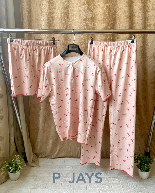Pyjays 3-Piece Bow Pajama