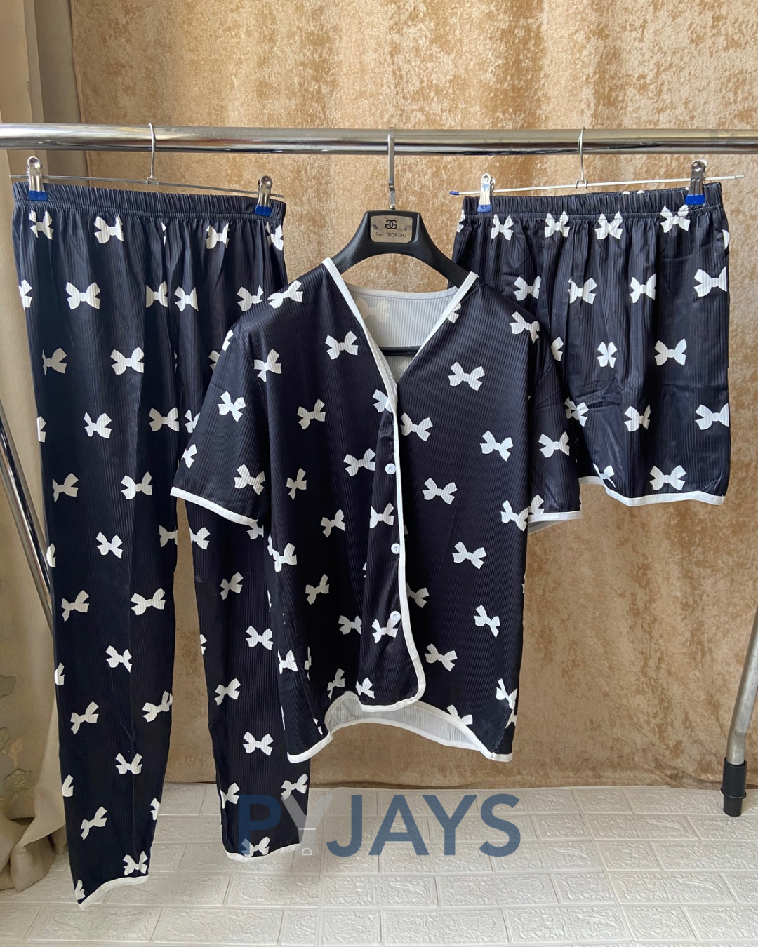 Pyjays bow 3-piece pajama set