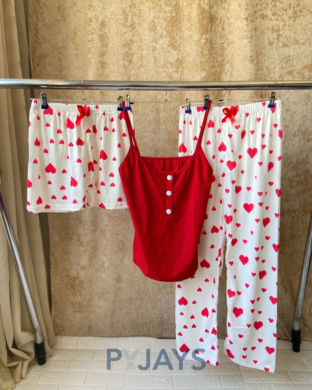 Pyjays Hearts 3-Piece Pajama